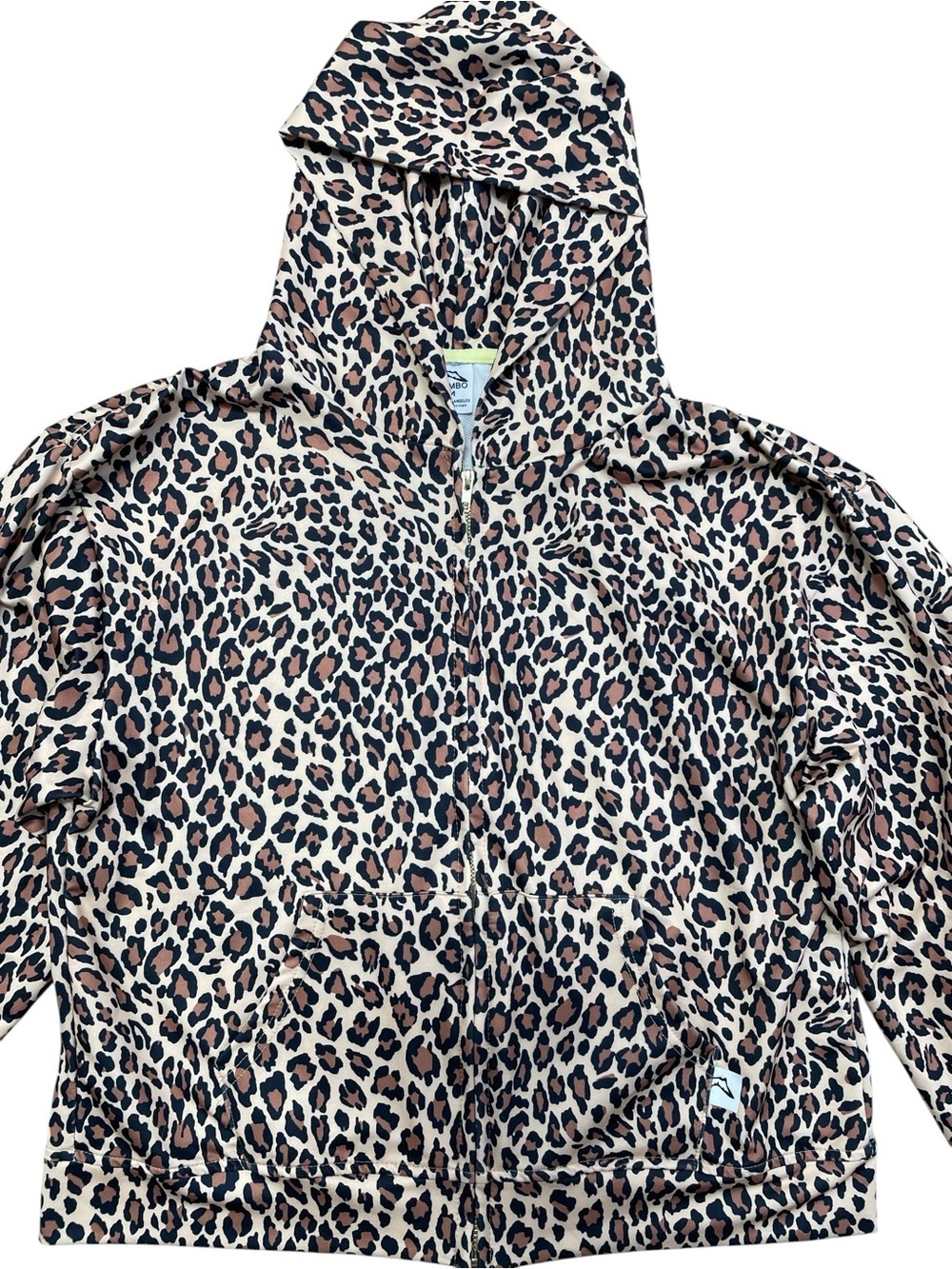 Akimbo Club Sweatshirt Leopard Print Zip-Up Hoodie - Tan Brown Black Medium - Picture 6 of 14